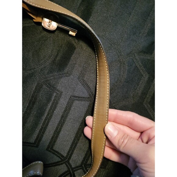 FOSSIL Monogram Boat Purse Shoulder Hand Bag Brown Women's Small Leather - Picture 15 of 15